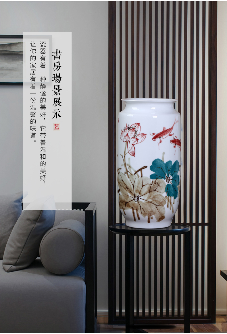 Jun hand - made master of jingdezhen ceramic plug-in dry vase painting drum home decoration TV ark, handicraft furnishing articles