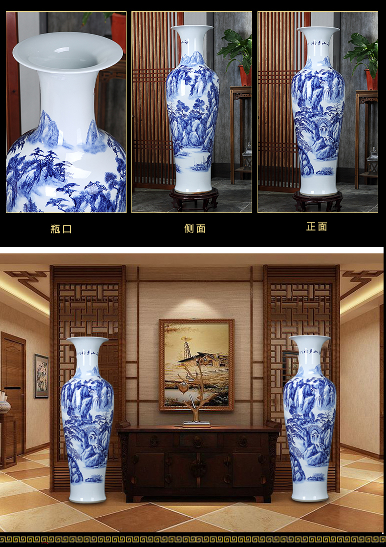 Jingdezhen ceramics of large vases, hand - made landscape lotus blue and white porcelain vases, the sitting room decorate gifts furnishing articles