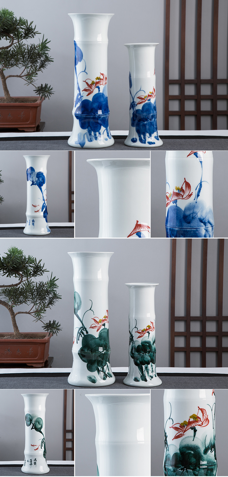 Jingdezhen hand - made ceramic vase now rising furnishing articles sitting room ground hydroponic lucky bamboo flower arrangement craft ornaments