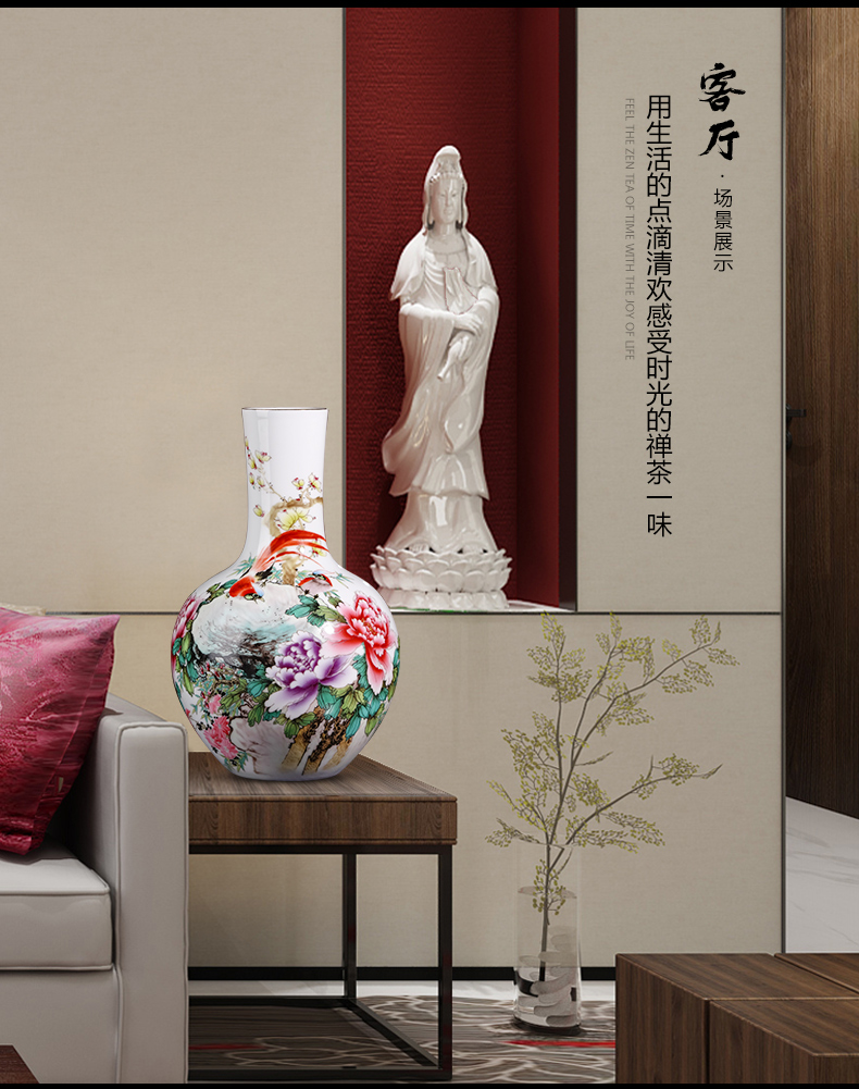 New Chinese style ceramics jingdezhen blue and white porcelain vase and furnishing articles rich ancient frame sitting room porch flower decorations