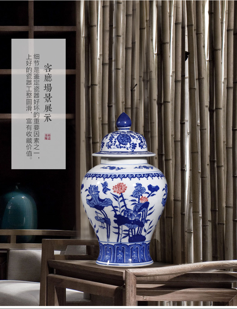 Blue and white porcelain vase general antique Blue and white porcelain jar of jingdezhen ceramics youligong storage jar with cover bottle furnishing articles