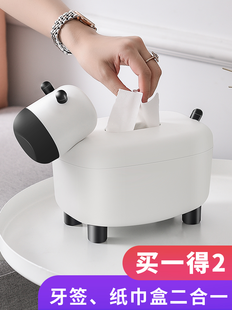 Tissue box Household living room creative cute toilet paper box Bedroom girl heart Nordic tissue set Coffee table Napkin box