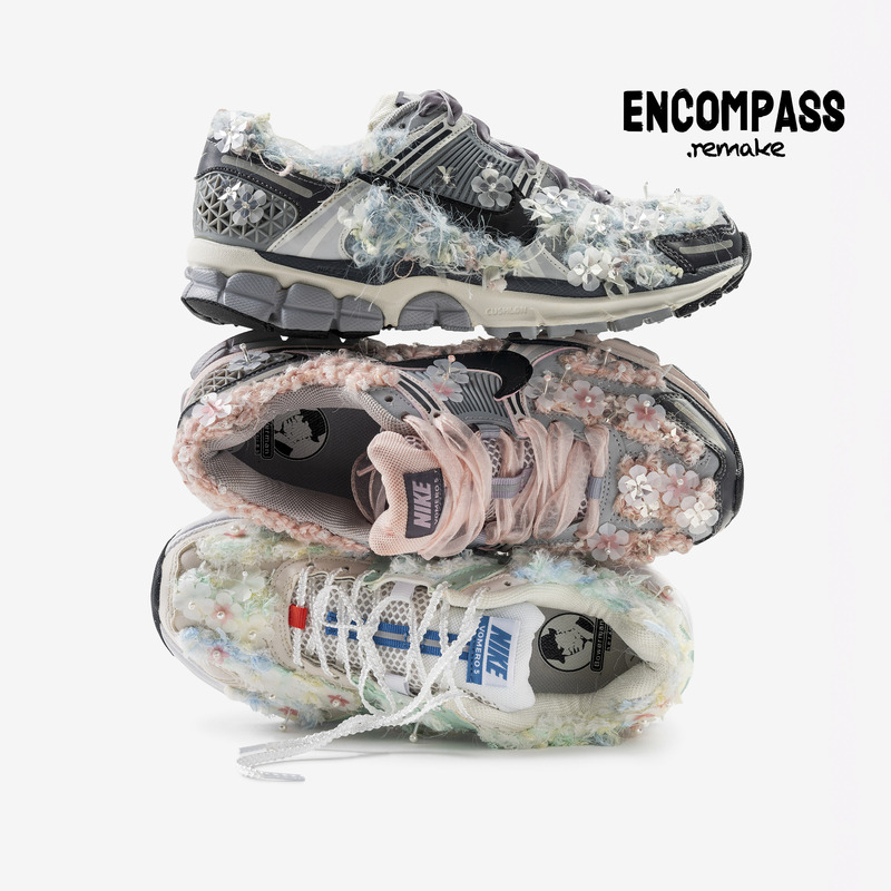 Nike Vemoro 5 Remake Three-Dimensional Flower Beading and Frayed Edge Decoration Girls' Running Shoes Encompass