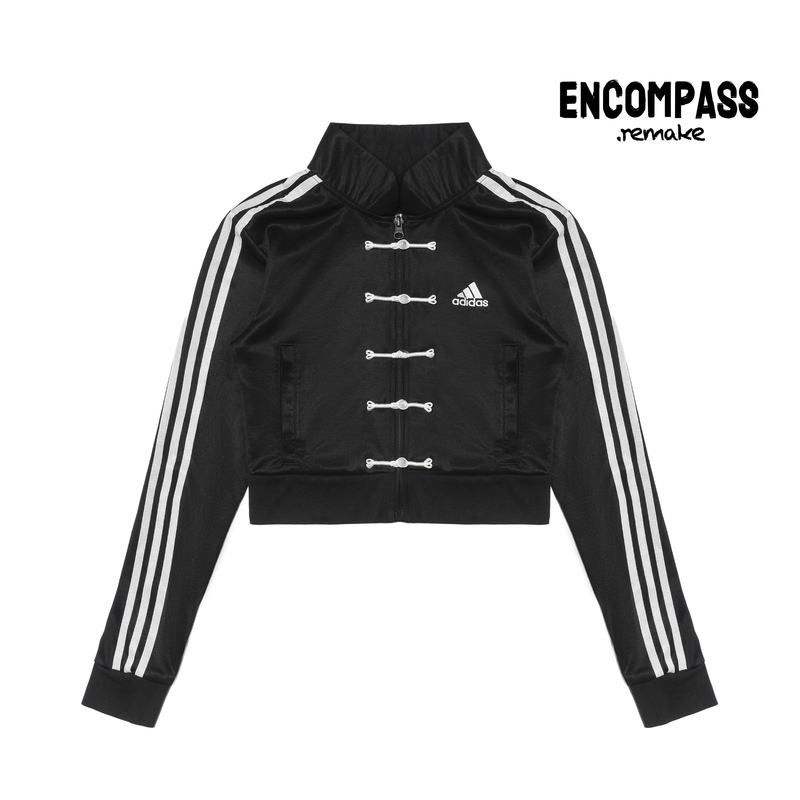 Adidas Remake New Chinese Style Black and White Button Slim High-Waisted Sports Jacket for Women Encompass Adidas Remake New Chinese Style Black and White Button Slim High-Waisted Sports Jacket for Women Encompass
