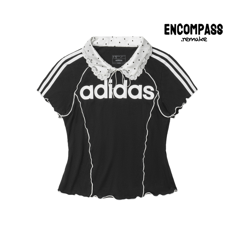 Adidas/Adidas Remake Polka Dot Lace Ballet Style Lapel T-Shirt for Women Encompass Adidas/Adidas Remake Polka Dot Lace Ballet Style Lapel T-Shirt for Women Encompass