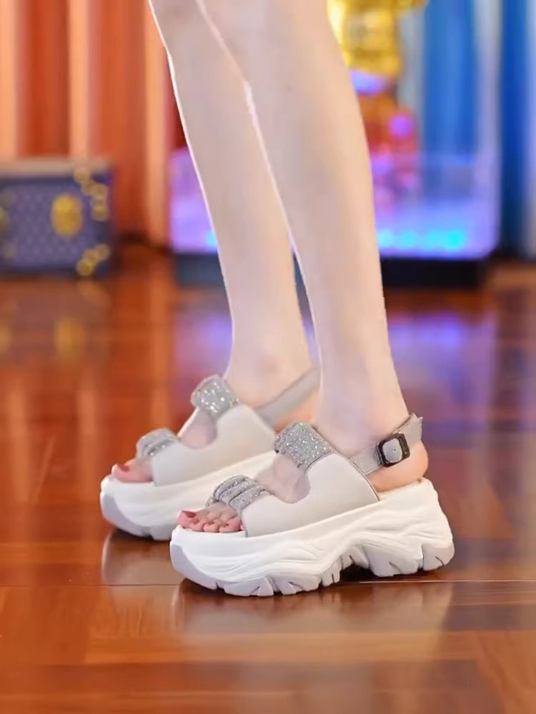 Damen Sandalen Mit Dicker Sohle Aus Weichem Leder Für Den Sommer_voghion.com