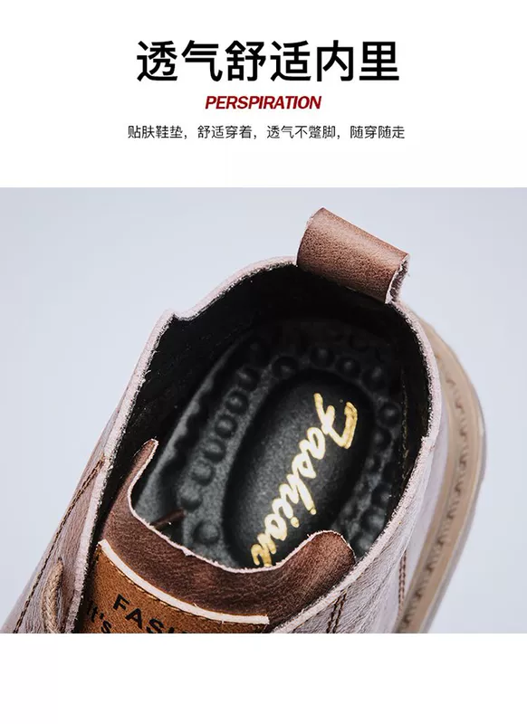Martin boots nam Anh phong cách cổ cao dụng cụ cổ điển giày da cắt trung cổ Phiên bản Hàn Quốc của xu hướng thu đông hoang dã giày nam - Giày ống