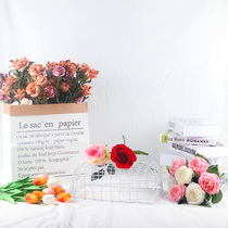 Nordic ins small fresh simulation rose silk flower fake vase bouquet Living room indoor dining table decoration ornaments