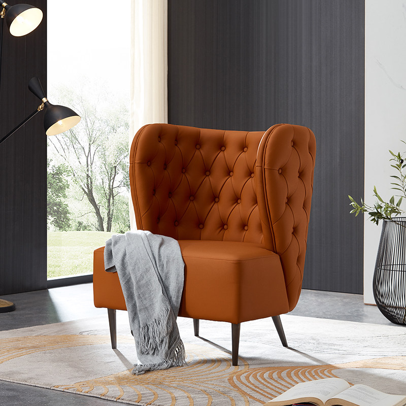 Guangsi light luxury single leather sofa chair living room modern minimalist designer balcony leisure chair lazy tiger chair