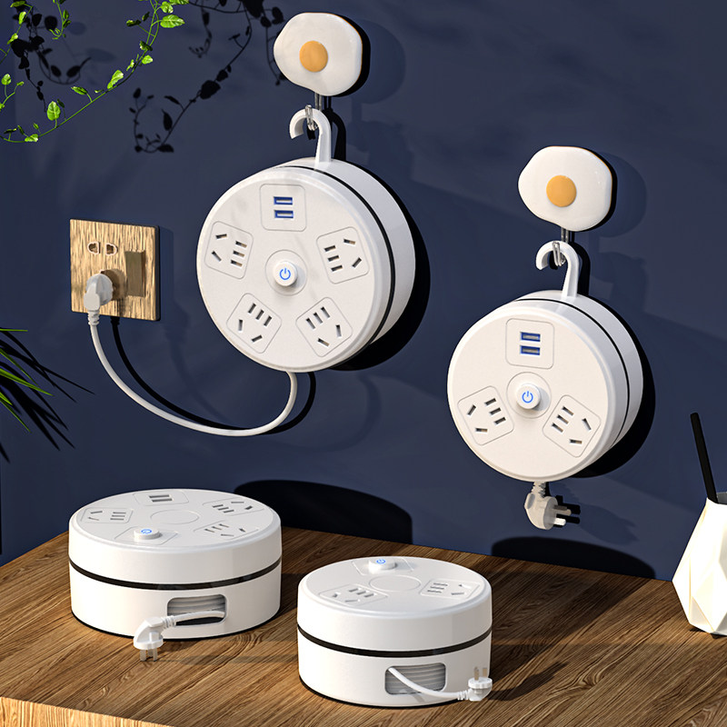 New retractable storage socket multi-functional household plug-in board usb row plug with line porous high-power converter