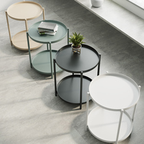 Nordic small coffee table simple modern mini bedroom bedside table living room sofa side a few small round tables