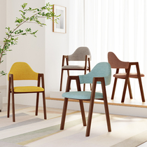 Nordic chairs Home simple modern dining table stool backrest fabric hotel coffee wrought iron A-word hotel table and chairs