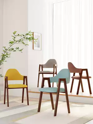 Nordic chair household simple modern dining table stool backrest fabric hotel coffee wrought iron A-word hotel table and chair