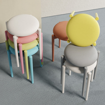 Plastic stool thickened home high bench adult sturdy living room round stool dining table stackable dining chairs