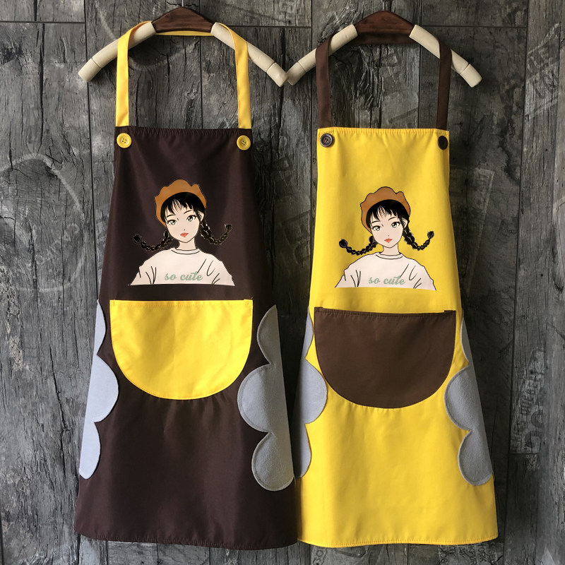 Handle kitchen apron household water-proof and oil-proof Japanese simple female fashion cooking housework clothes customized