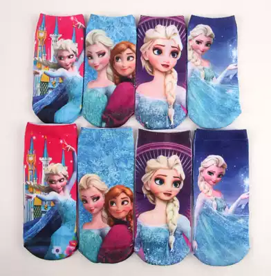 Aisha socks Children's socks girl cartoon frozen 2-4-10 years old cotton socks autumn and winter short tube invisible socks 6
