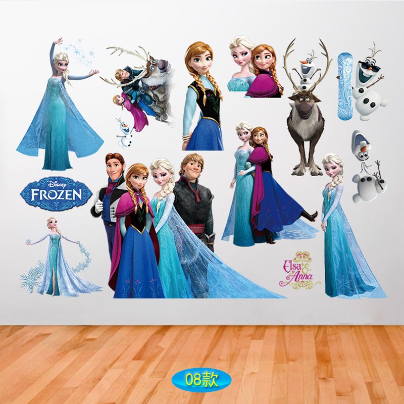 Princess Aisha Sticker Cartoon Wall Sticker Blue Kids Room Bedroom Aisha Decor Self Adhesive Frozen Wallpaper