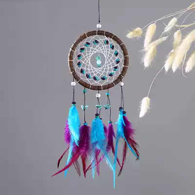 Creative Indian dream catcher colorful feather wind chimes pendant Forest department flutter dream net bedroom dormitory charm gift