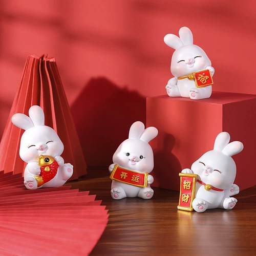 Кролик, талисман, настольная фигурка для мальчиков и девочек, талисман года, год кролика, подарок на день рождения