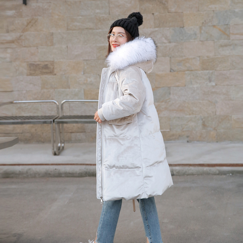 Off-Season Special Clearance Mid-Length down Jacket for Women 2025 New Korean Style Popular Loose Velvet Over-The-Knee Coat Trendy