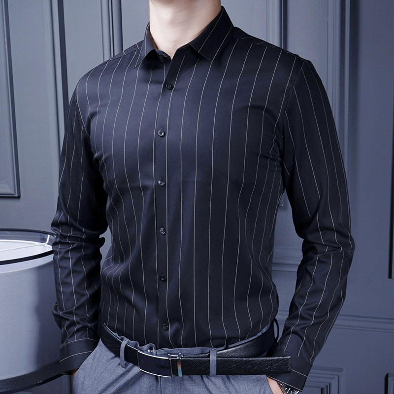 Striped shirt man long sleeve 2021 new Korean version trendy business positive dress shirt free of ironing workout fixture