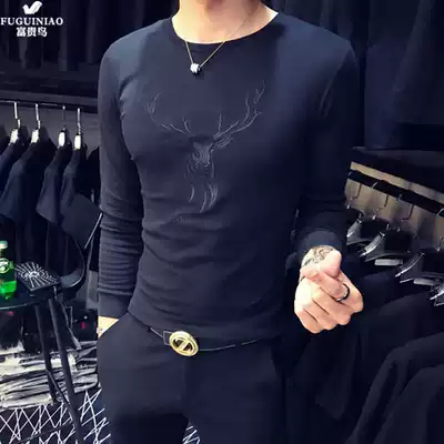 Rich bird long sleeve T-shirt men's autumn new fashion slim Korean trend handsome Joker cotton inner clothes tide