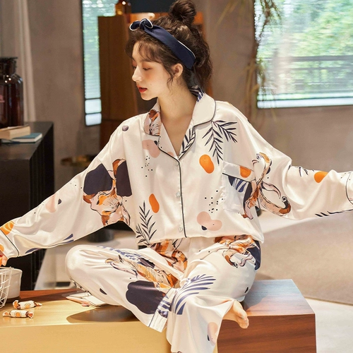 Осенняя летняя пижама, шелковый лонгслив, брендовый милый комплект, 2021 года, изысканный стиль