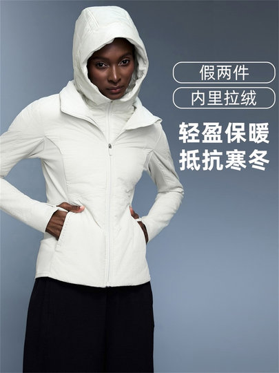 中长款连帽运动棉服女Another Mile防泼水收腰显瘦保暖长袖外套