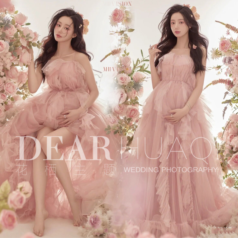 Photo Studio's New Flower Fairy Colorful Gauze Maternity Photo Shoot Clothing, Sweet Girl Pregnant Mommy Photo Dress