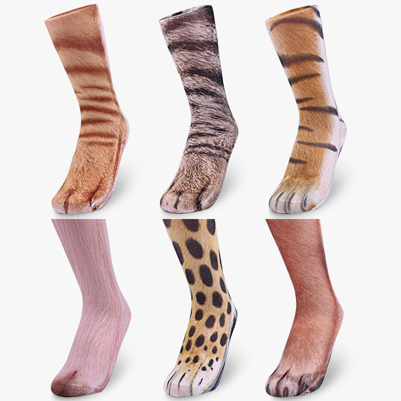 Couple Socks 3D Printed Digital Simulation Socks Animal Tiger Cat Dog Bear Paw Claw Children's Personalized Socks Printed Socks