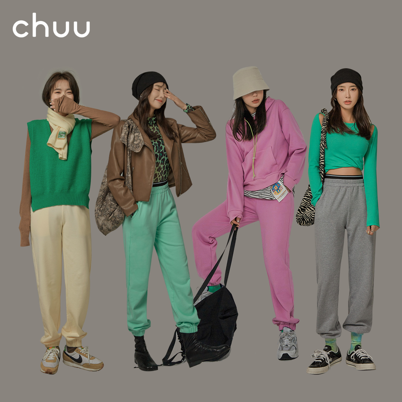 CHUU Candy Beam Leggings Pants Women 2022 New Spring High Waist Display Slim Movement Long Pants Loose Straight Drum Casual Pants