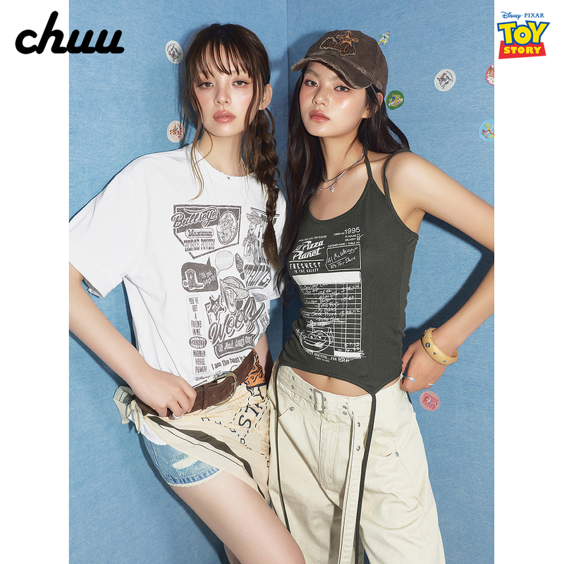 Chuu Disney Pixar Toy Story Series T-Shirt for Women 2026 Summer New Product Frayed Short-Sleeved Top Chuu Disney Pixar Toy Story Series T-Shirt for Women 2026 Summer New Product Frayed Short-Sleeved Top