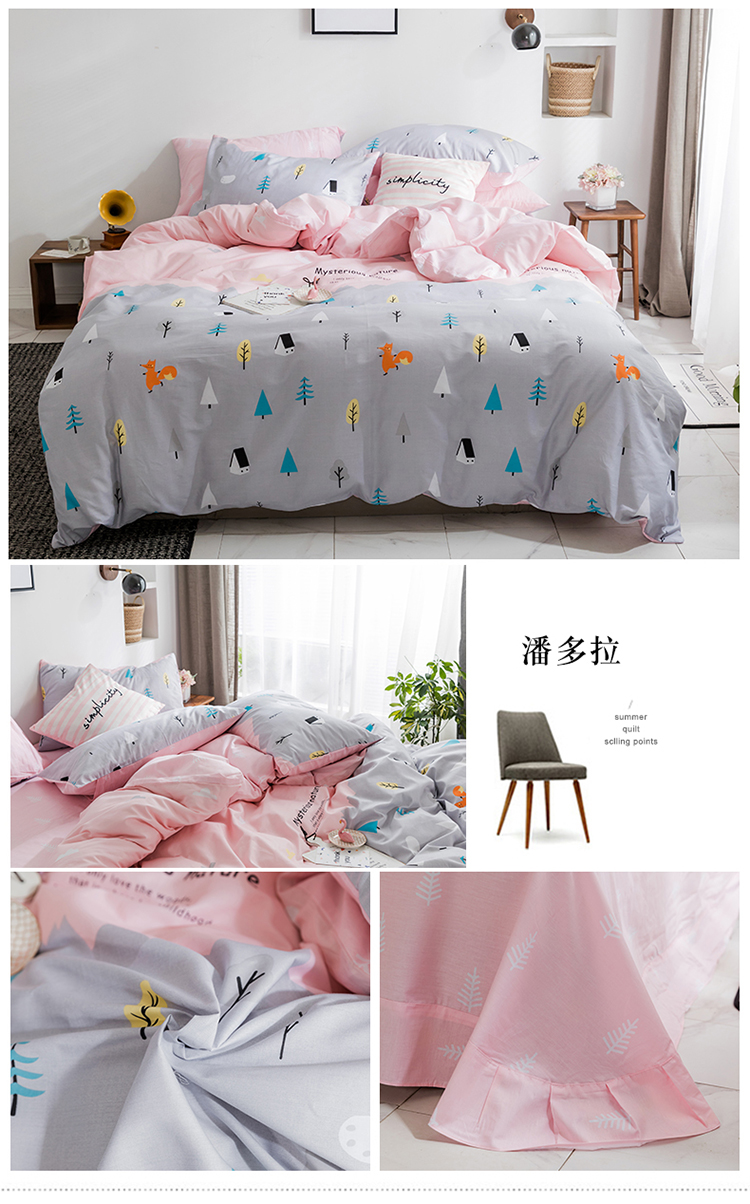 Ins bông tươi nhỏ bốn mảnh đơn giản bông quilt cover sheets giường 1,5 m1.8 m giường, đôi