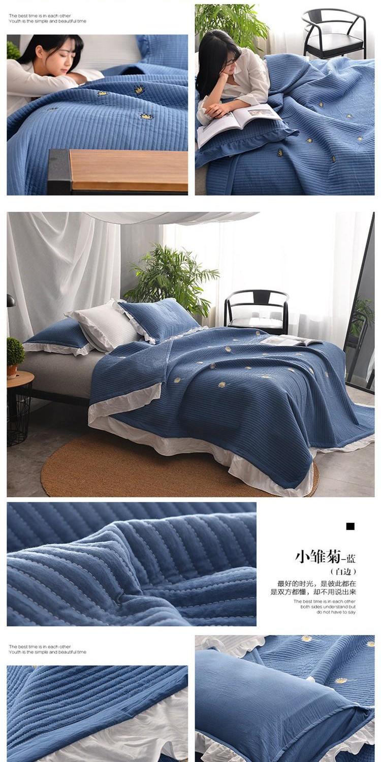 Khăn trải giường thêu hoa sen Hàn Quốc ba mảnh nữ thần được giặt bằng vải bông thảm trải giường
