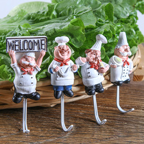 Resin chef adhesive hook strong kitchen wall bedroom viscose adhesive hook non-perforated stainless steel creative hook