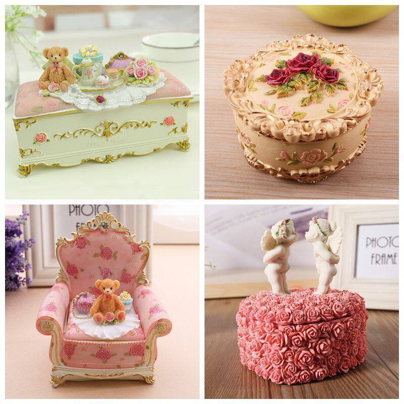 European style retro Korean Korean pastoral Princess cute bear jewelry box resin jewelry box jewelry box