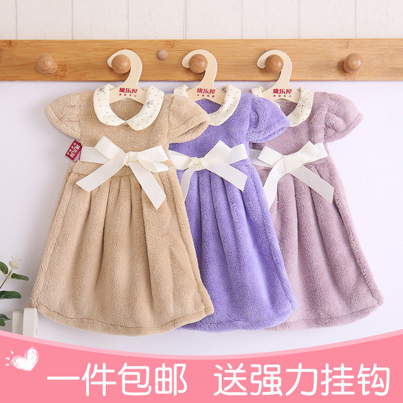 Cute Korean hanging towel towel Coral velvet kitchen wipe hand towel cotton creative thickening absorbent water