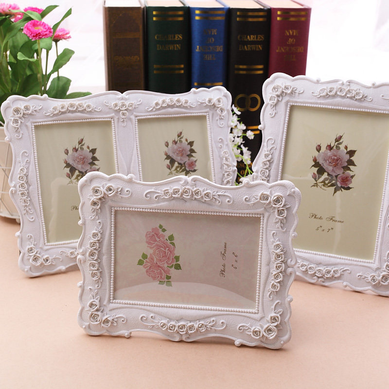 6 inch 7 inch 10 inch white European wedding photo frame table wedding photo frame Korean pastoral photo frame gift