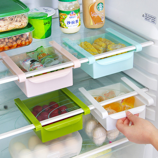 Kitchen utensils Refrigerator storage rack Drawer partition shelf Plastic shelf Multi-function shelf
