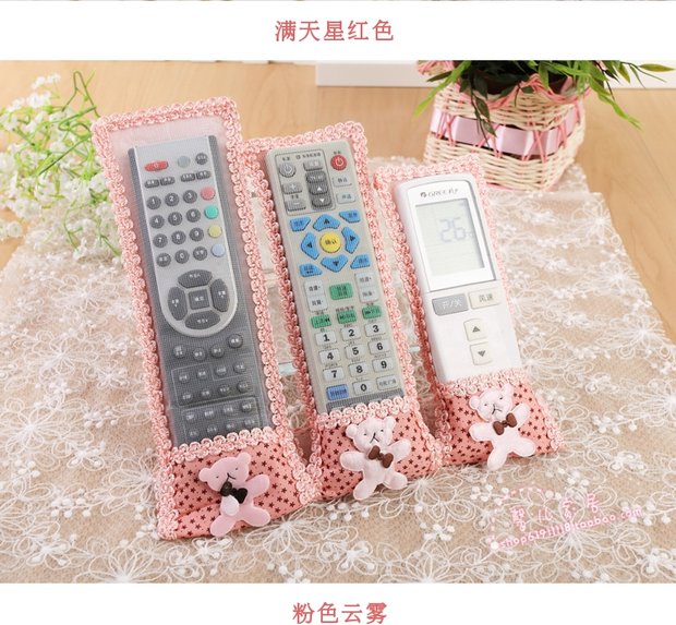 Nhiều kích cỡ dễ thương vải gấu TV điều khiển từ xa bộ điều hòa ren Hàn Quốc bảo vệ che bụi che phủ điều khiển từ xa vỏ bọc máy giặt vải dù