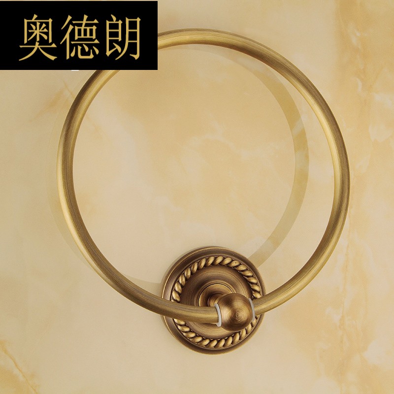 Eurostyle antique towel ring towel rack full brass make-up room round towel hanging bath towel ring retro bathroom pendant