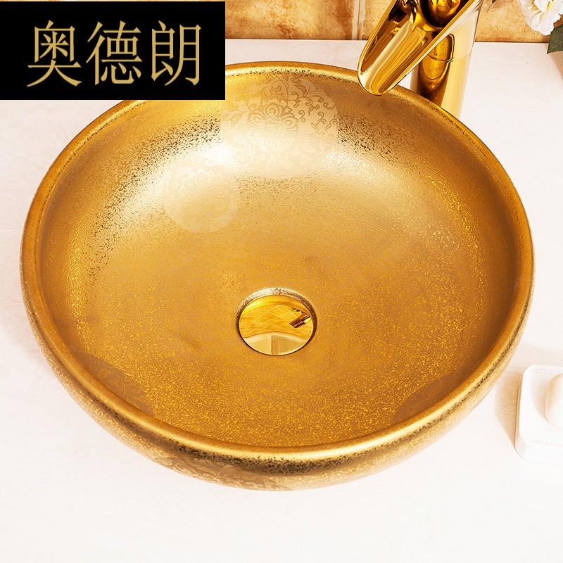 New products Jingdezhen Ceramic European-style gilded art Terri-basin Hotel Makeup Room Washbasin Washbasin JS-51019