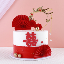 Cake model simulation 2021 net red double-layer cartoon new wedding wedding happy word window birthday cake sample