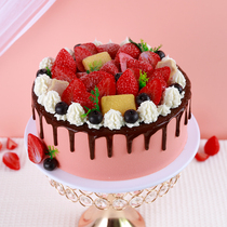 Cake Model Simulation 2021 New European Fruit Strawberry Cream Net Red Mori hipster Birthday Plastic Sample