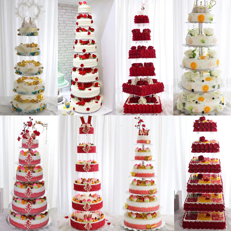 Multi-layer European wedding cake model birthday fruit cake 2019 new cartoon net red window display sample
