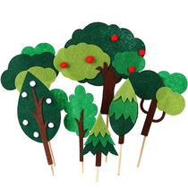 Baking decorative felt small tree plug-in green forest animal cake childrens birthday party dessert table insert