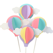 Three-dimensional hot air balloon baking cake decoration card ball cloud cake plug-in baby birthday party dress