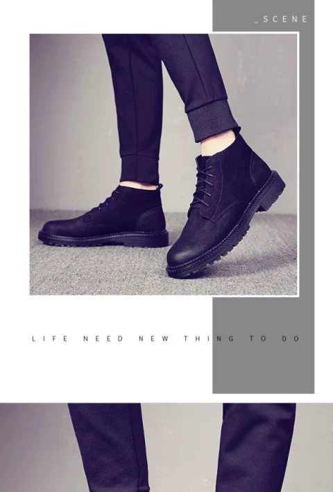 Giày nam cao cổ sa mạc Chelsea Martin giày cao cổ da công cụ da cao cấp phong cách Anh giày quân đội mùa đông - Giày ống