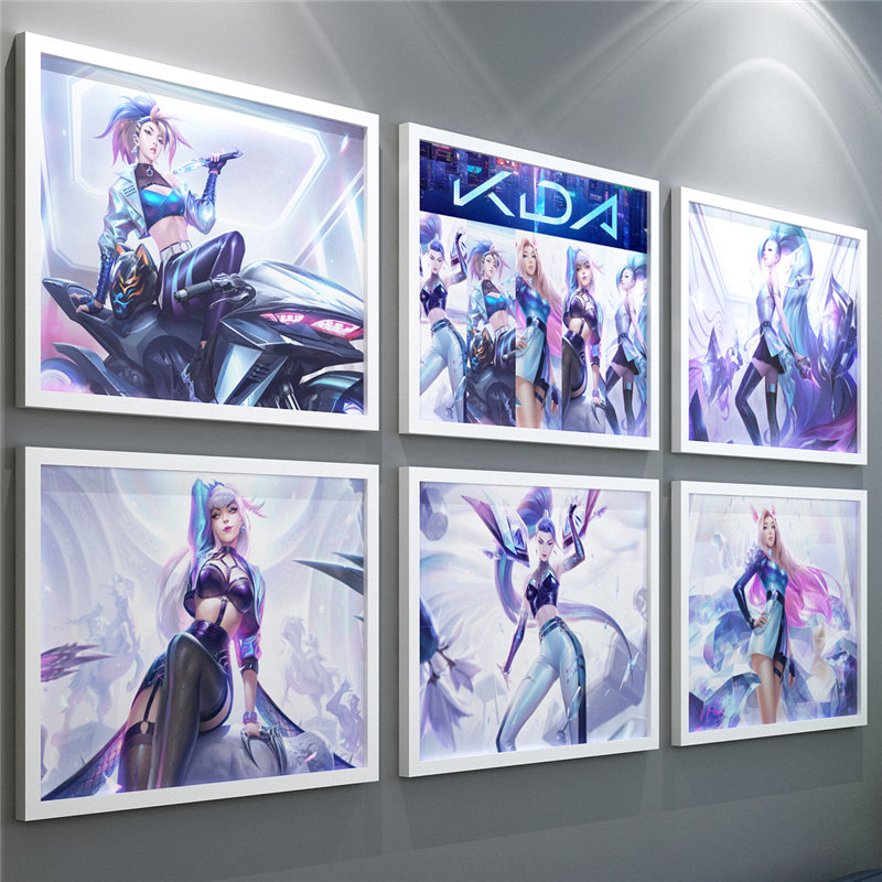 LOL League of Legends KDA women's group poster hanging painting Ali Zhizhen Evelyn Internet cafe dormitory decoration painting murals
