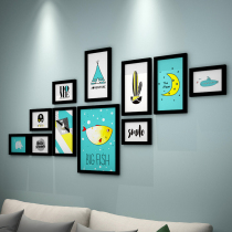Living room solid wood photo wall creative frame wall frame decoration modern hanging wall combination simple bedroom photo wall